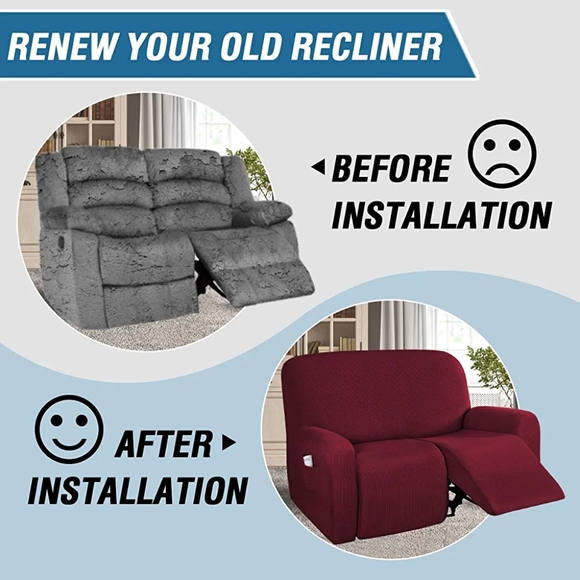 2 Seaters Recliner Loveseat Covers Stretch Reclining Couch Covers for 2 Cushion - Picture 7 of 8